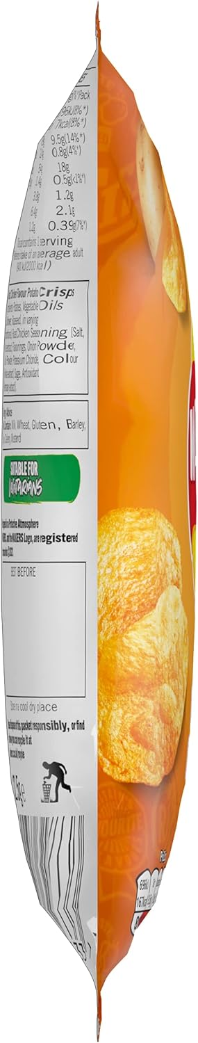 Walkers Roast Chicken Crisps 32.5g (Case of 32) - Made with 100% British Potatoes