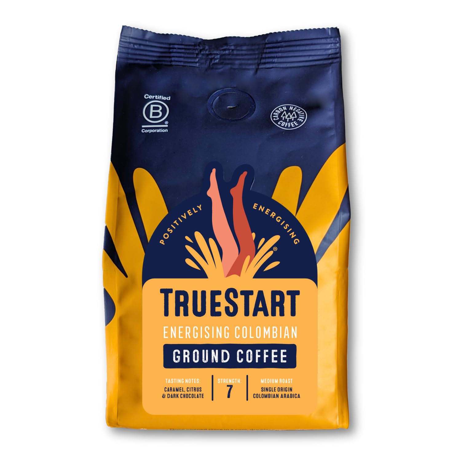 TRUESTART Energising Colombian Ground Coffee - Medium Roast, Mycotoxin-Free, 200g