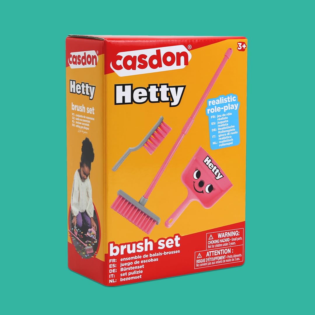 Casdon Hetty Brush Set - Child-Friendly Cleaning Toy for Ages 3+ | Includes Broom, Dustpan & Brush 6
