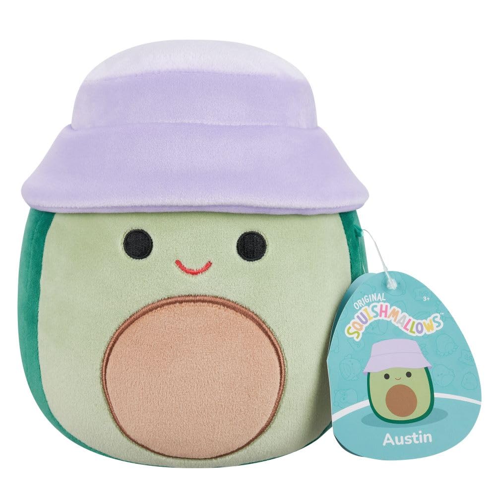 Squishmallows Austin the Green Avocado Plush - 7.5-Inch with Bucket Hat 6