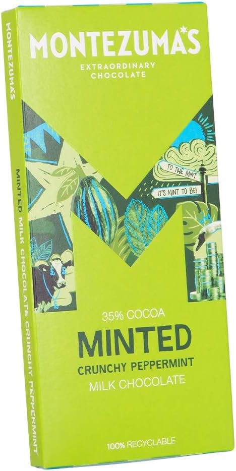 Montezuma's - Minted 35% Cocoa Milk Chocolate with Peppermint, Gluten-Free 90g Bar