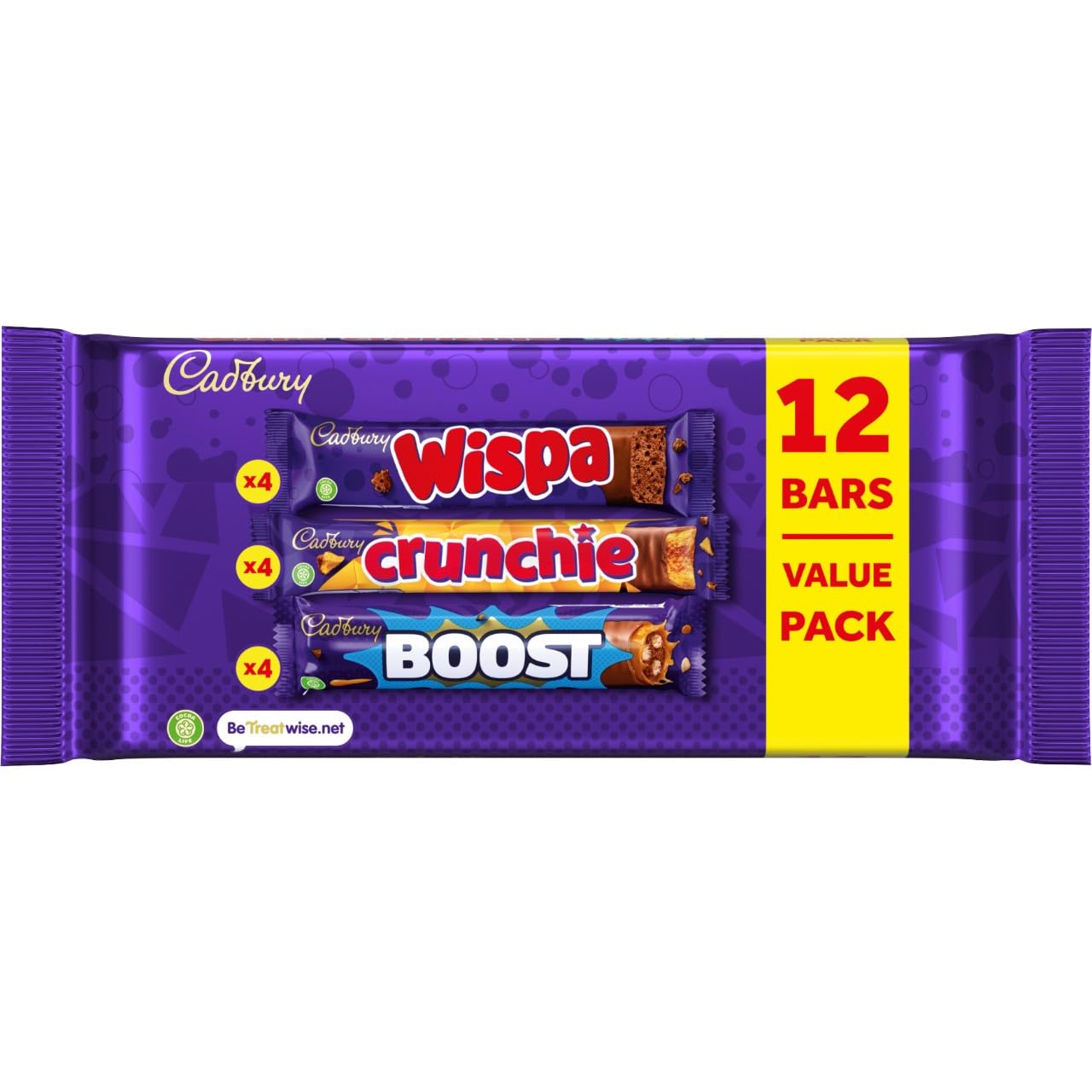Cadbury Chocolate Bars Value Pack (12 Bars: Boost, Crunchie, Wispa)