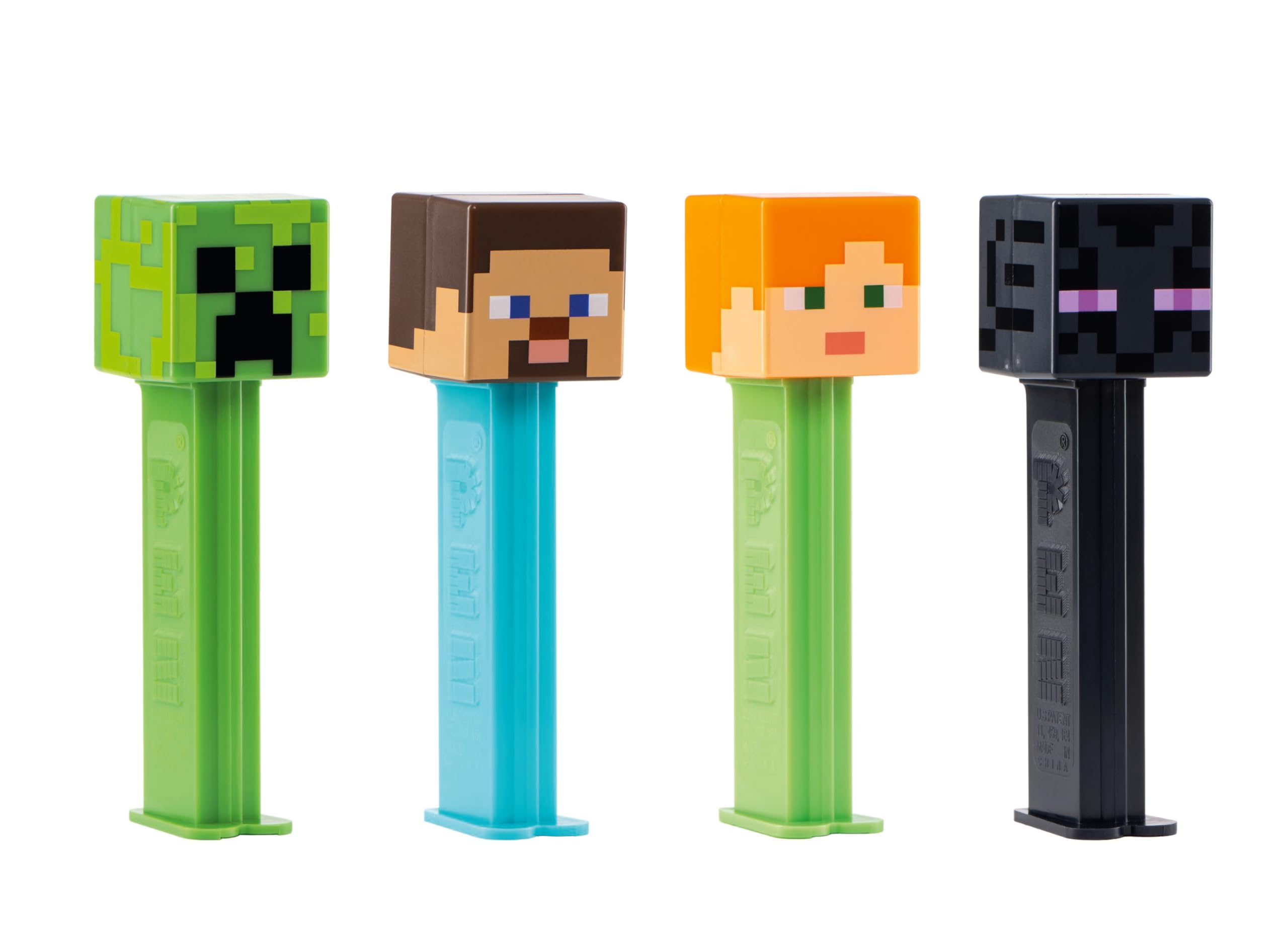 PEZ Minecraft Character Sweet Dispensers - Steve, Alex, Creeper & Ender Dragon Candy Dispenser Pack 5