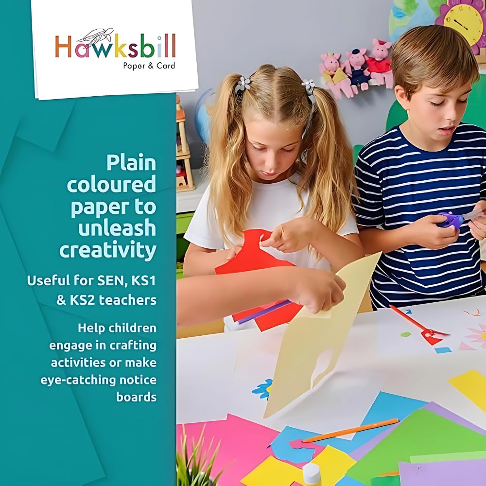 Hawksbill 130GSM A3 Coloured Paper - 50 Pack Assorted Rainbow | Crafting & Printing 3
