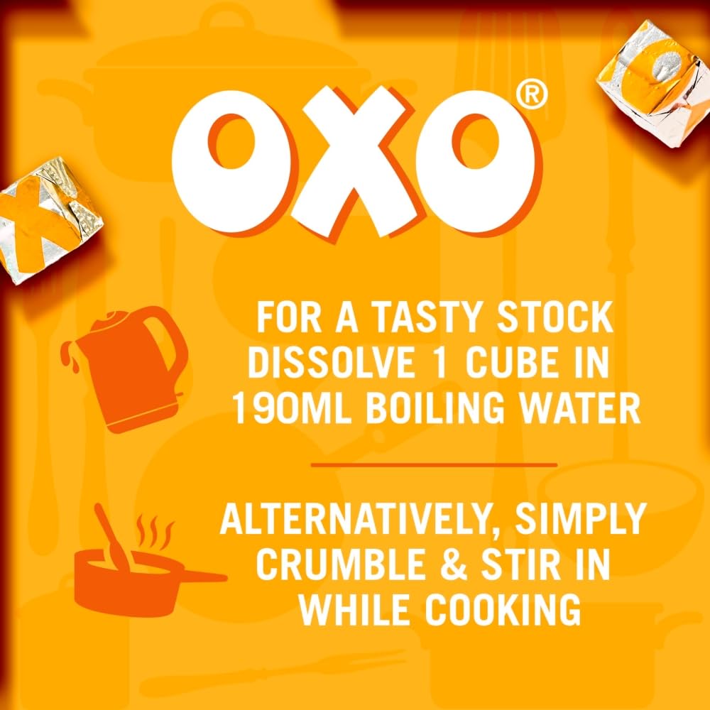 OXO Reduced Salt Chicken Stock Cubes - 12 Count | Big Flavour | 71g Pack 6