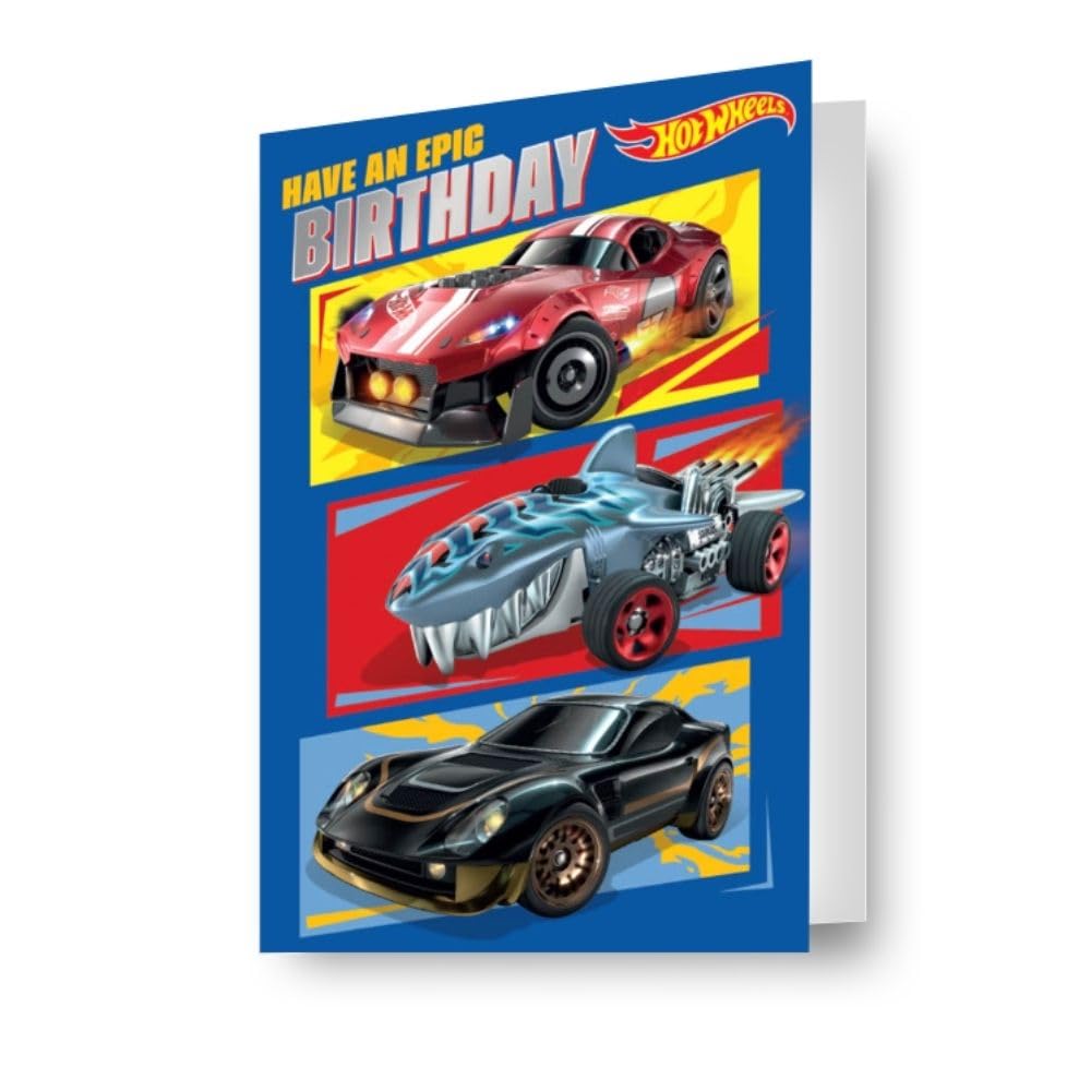 Danilo Promotions LTD Hot Wheels Birthday Card with Dynamic Lenticular 3D Effects | 17cm x 23cm