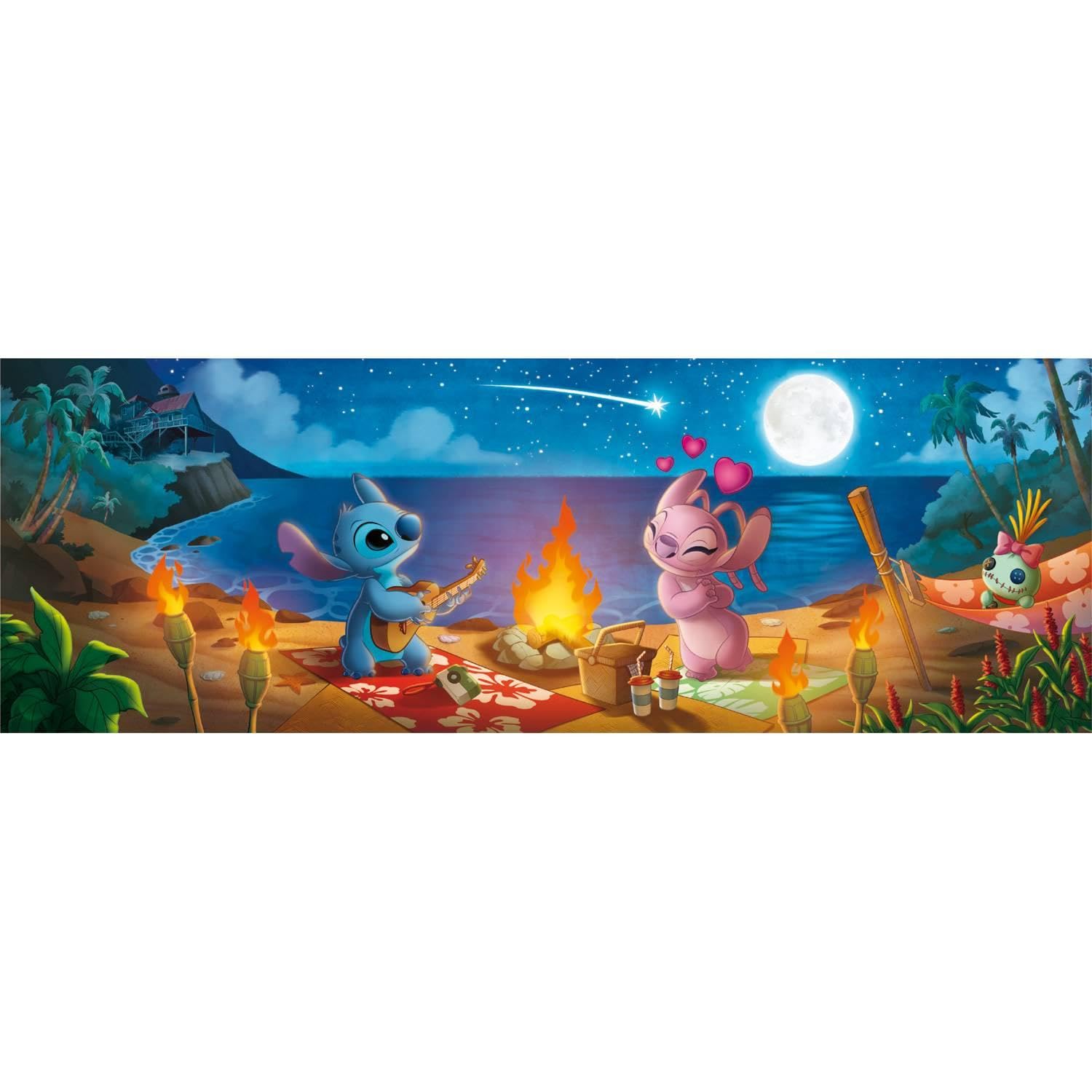 Clementoni 1000-Piece Disney Stitch Panorama Puzzle - Compact Box Jigsaw for Adults