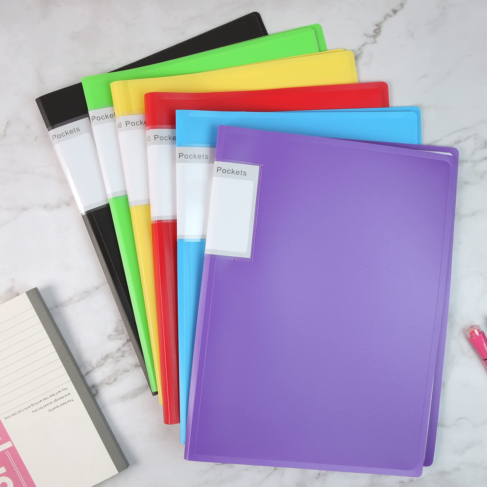 NORTHERN BROTHERS A4 Display Book Folder - 6 Pack 40 Pockets (80 Views) Plastic Presentation Folders 7