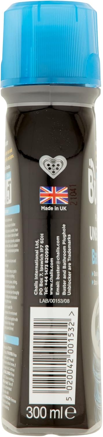Buster Bathroom Plughole Unblocker - Drain Cleaner for Showers, Baths & Basins (Pack of 6 x 300ml)