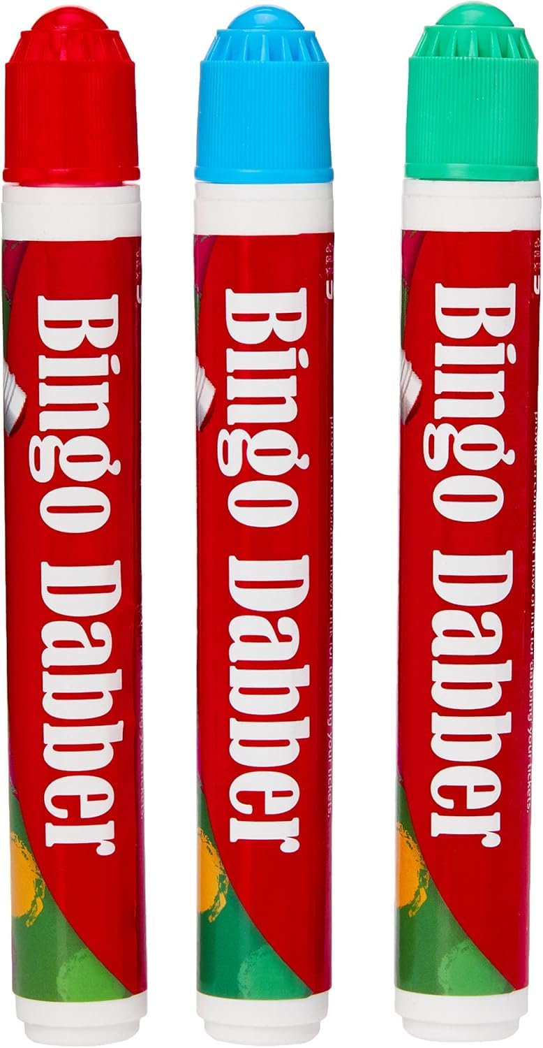 1ABOVE 3-Pack Non-Drip Bingo Dabber Pens in Red, Blue, Green for Family Game Nights 1