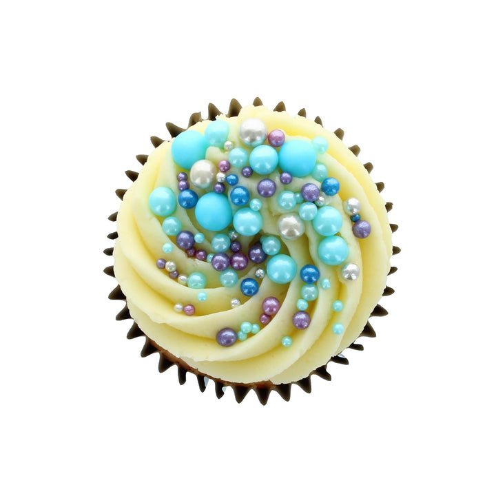 Baked with Love - Aqua Pearl Sprinkles Blue, Purple, Silver Sugar Cake Decorations 100g