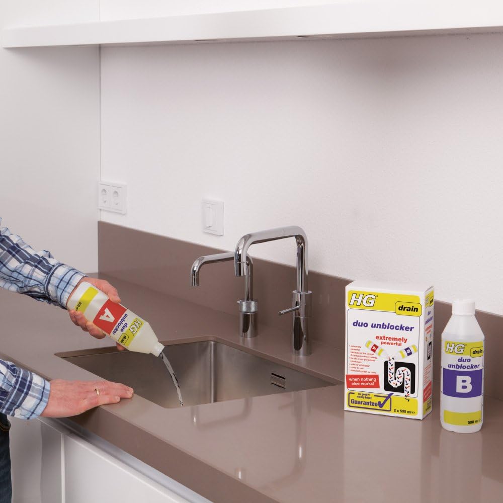HG Duo Unblocker 1L - Extremely Powerful 2-Component Drain Unblocker for Kitchen & Bathroom Drains
