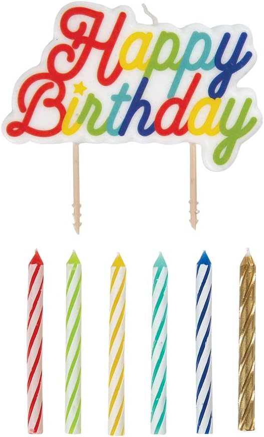 Unique Party 19979 Large Happy Birthday Pick & Spiral Candles - Pack of 12 1