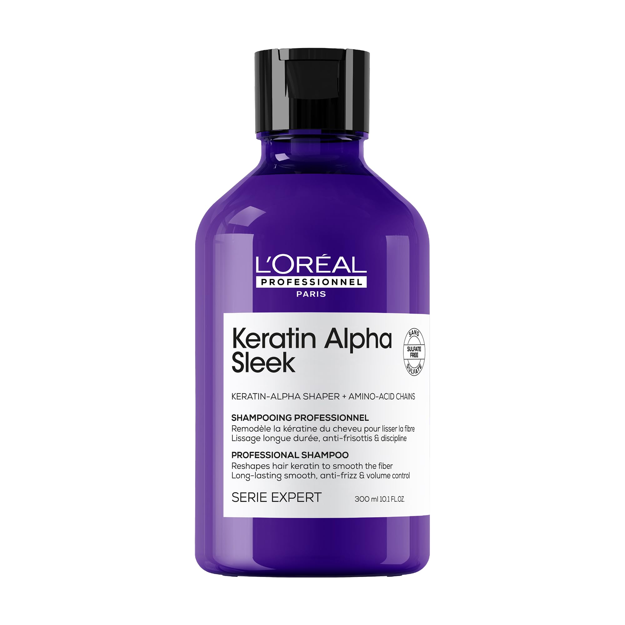L'Oréal Professionnel Keratin Alpha Sleek Anti-frizz Shampoo - Keratin Smoothing | Sulphate-Free | 300 ml