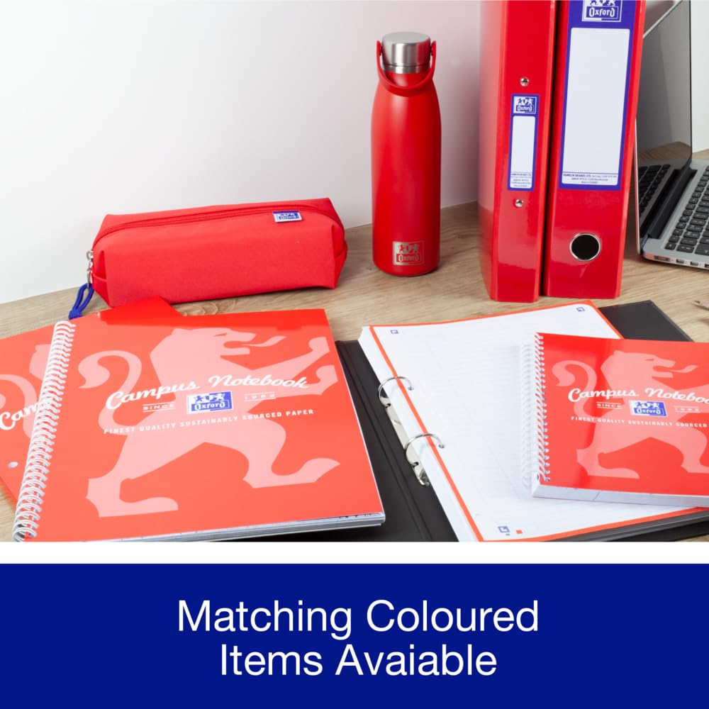 Oxford A4 O-Ring Binder - Durable Gloss Finish, 40mm Spine | Pack of 3 (Navy/Red/Aqua) 7