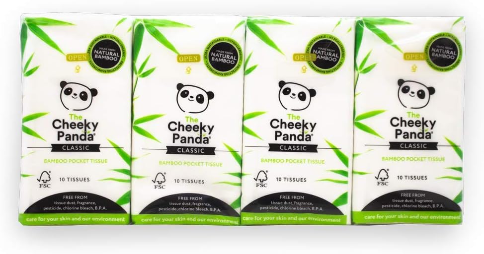 The Cheeky Panda - Bamboo Pocket Tissues Bulk Box (96 Packs, 10 Tissues per Pack)