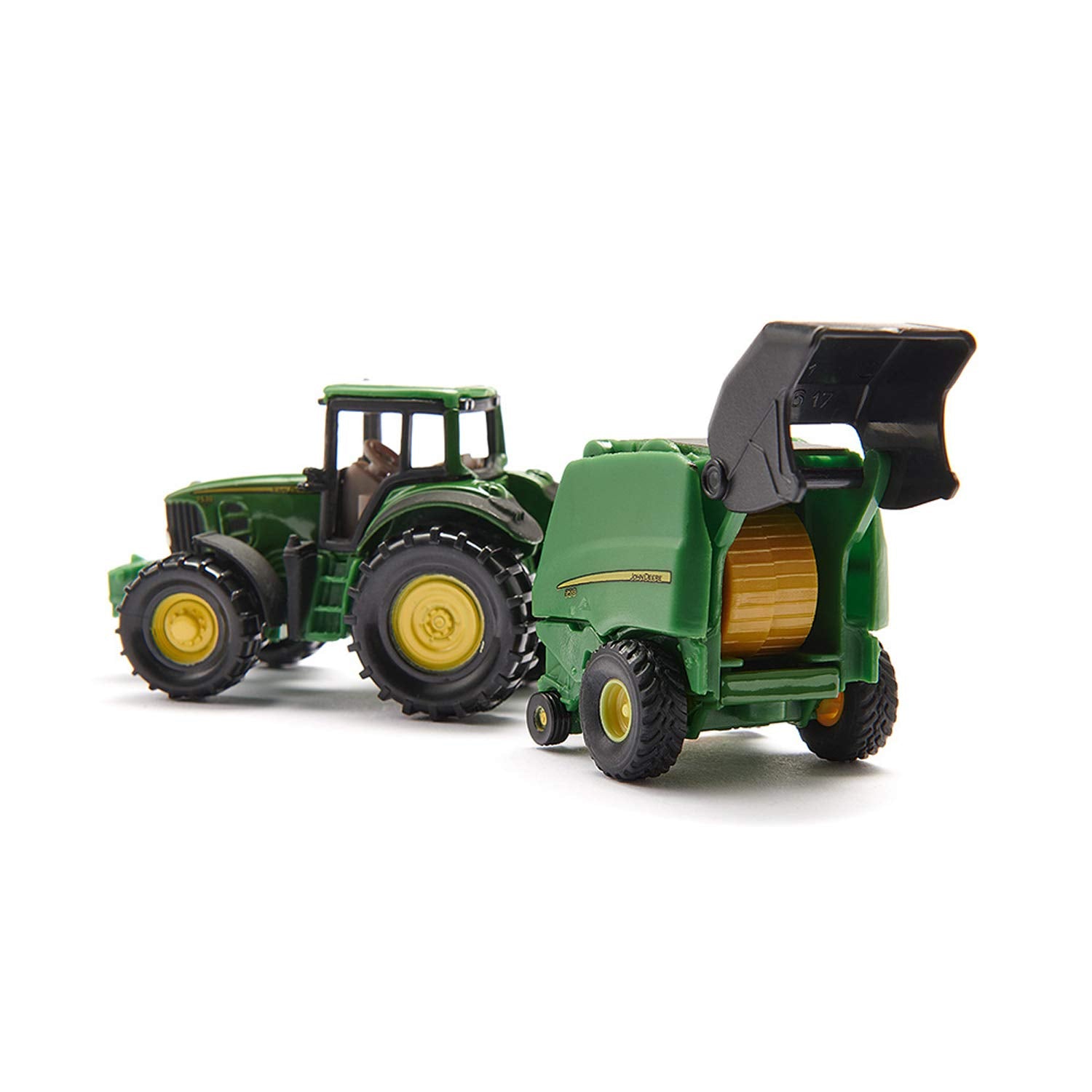 SIKU John Deere Tractor with Round Baler and 2 Bales 1665 | Metal/Plastic | Green