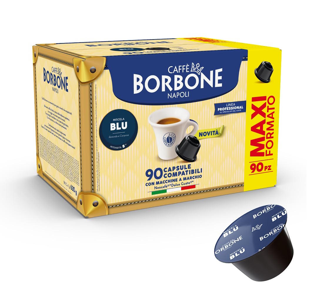 CAFFÈ BORBONE Blue Blend Coffee Capsules - Dolce Gusto Compatible | 90 Count | Intensity 8 1