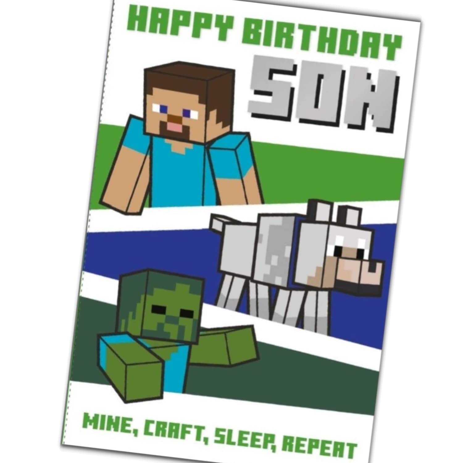 Danilo Promotions LTD Minecraft 'Happy Birthday Son' Birthday Card | 9 x 6 Inch 2