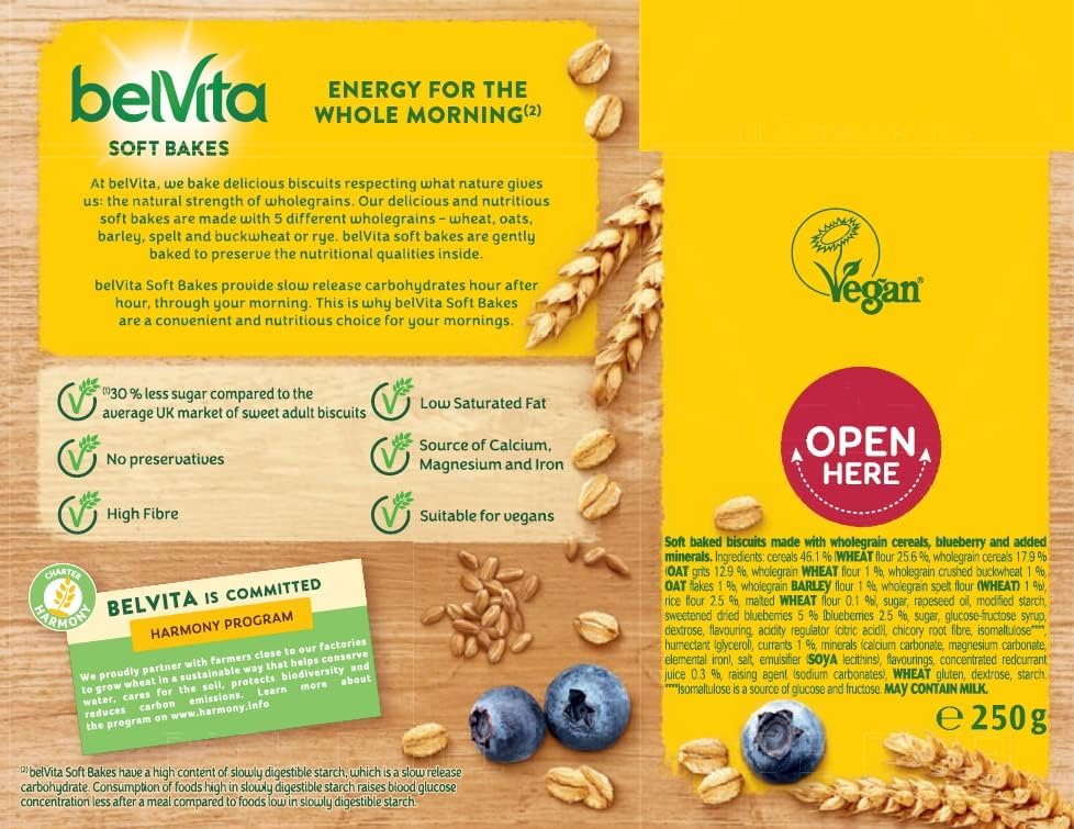 Belvita Breakfast Biscuits Soft Bakes Filled with Blueberry – Soft & Chewy On-the-Go Breakfast Snack