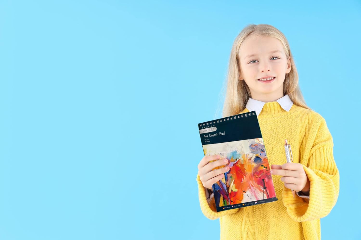 EasyNote A4 Artists Sketch Pad - 170gsm Cartridge Paper, 40 Sheets Spiral Bound 9