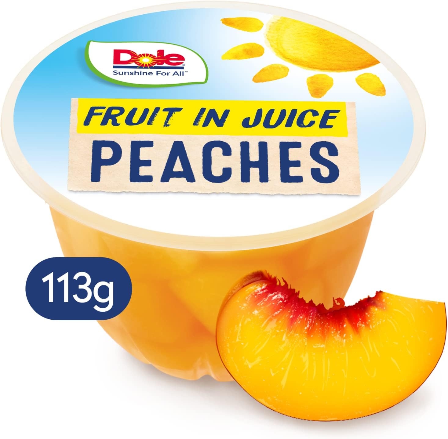 Dole - Peach in Juice 3 x 4 Packs, Healthy Fruit Snack with No Added Sugar 3