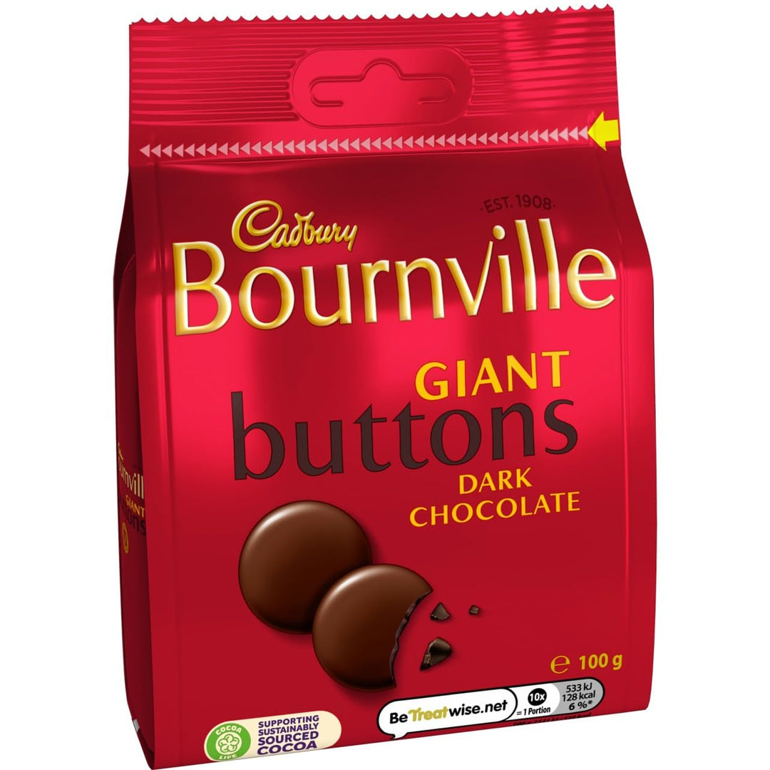 Cadbury Bournville Dark Chocolate Giant Buttons, Sharing Bag, 100g