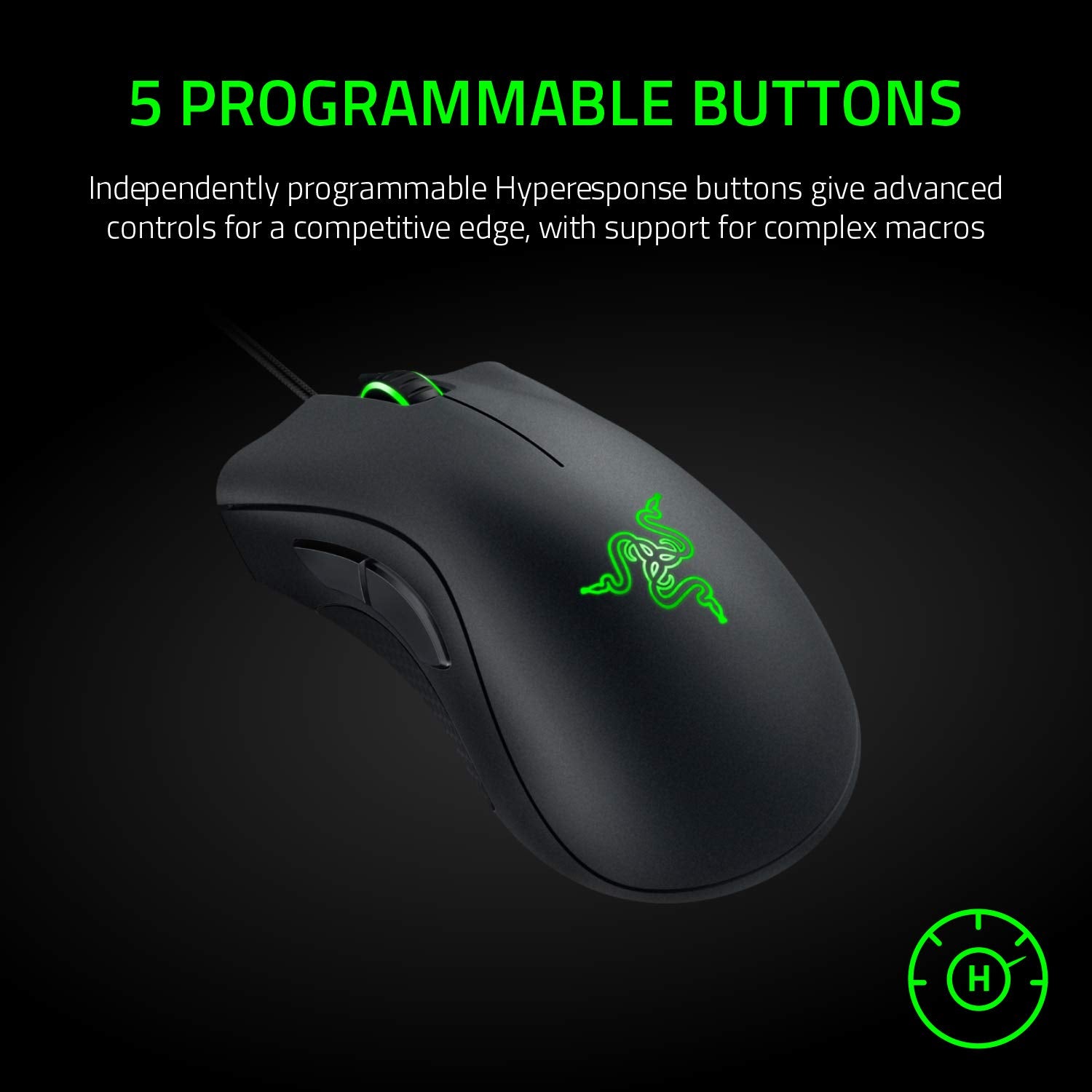 Razer DeathAdder Essential (2021) Wired Gaming Mouse - 6400 DPI Optical Sensor | 5 Buttons | Black 5
