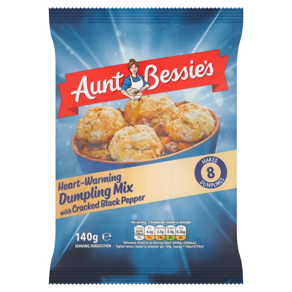 Aunt Bessie's Black Pepper & Sea Salt Dumpling Mix - Savory Flavor | 140g Pack 1