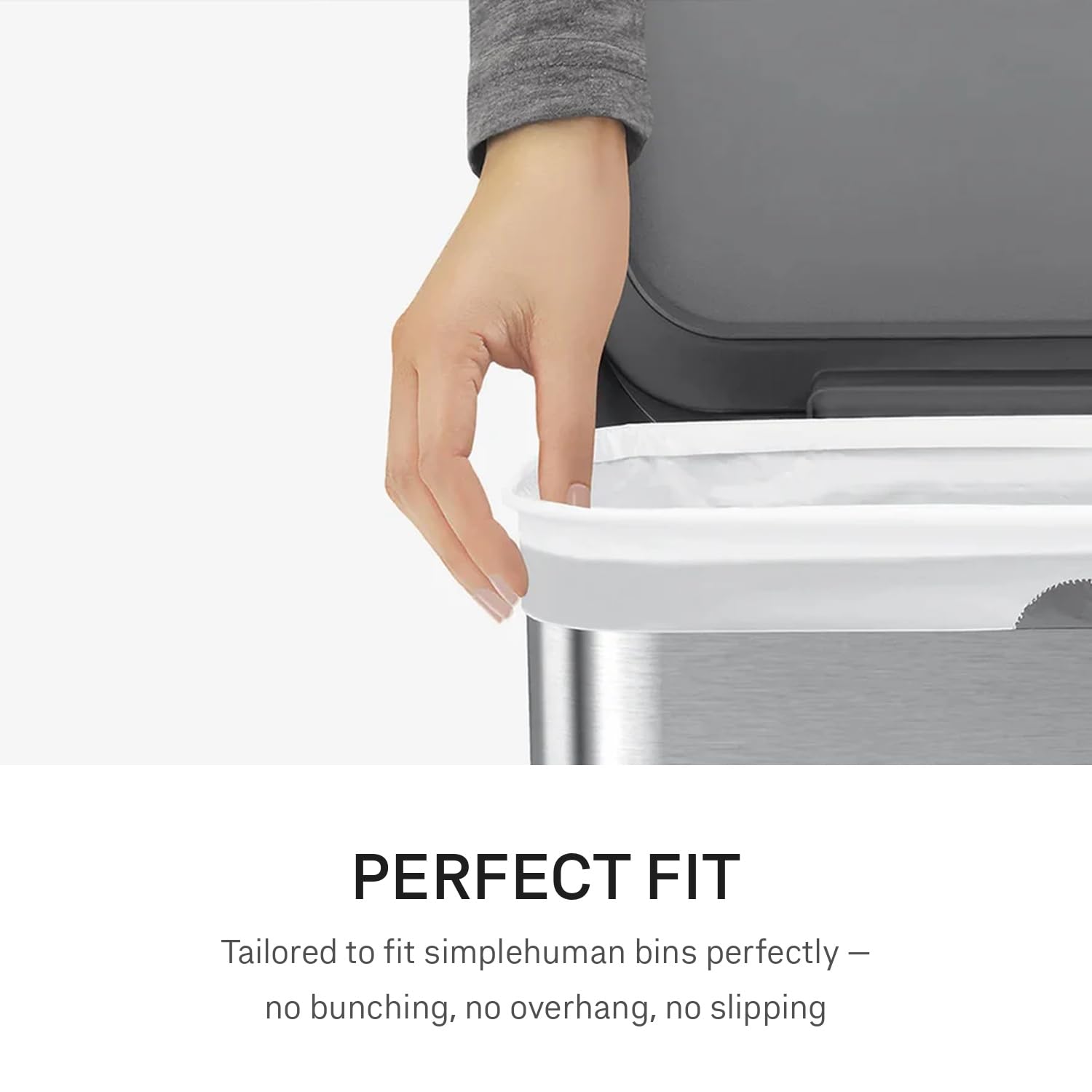 simplehuman Code G Custom Fit Bin Liners - 30L Capacity, White Plastic, Pack of 20 2