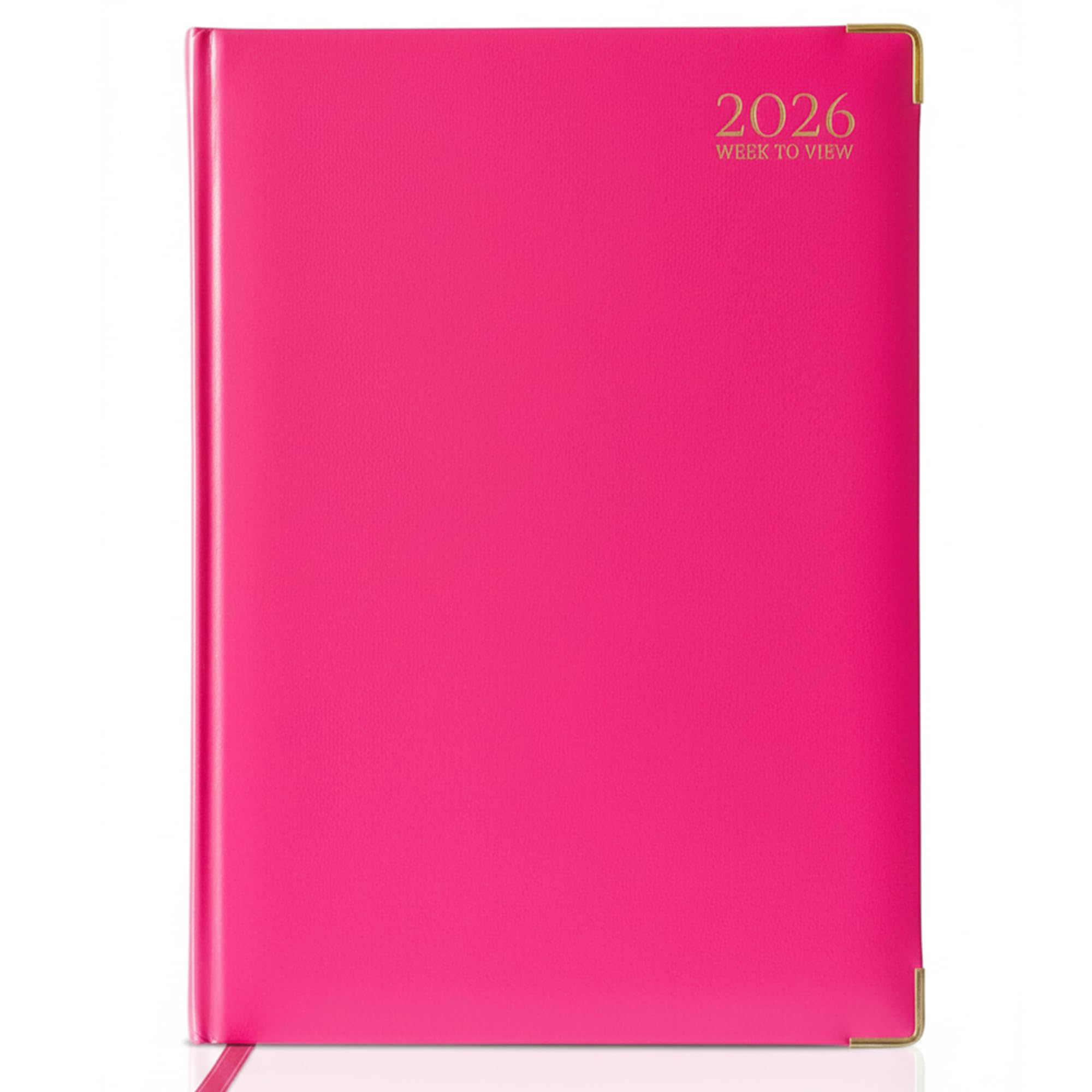 G4GADGET 2026 A5 Week to View Diary - Pink Hardback with Gilt Edges | UK Holidays Included