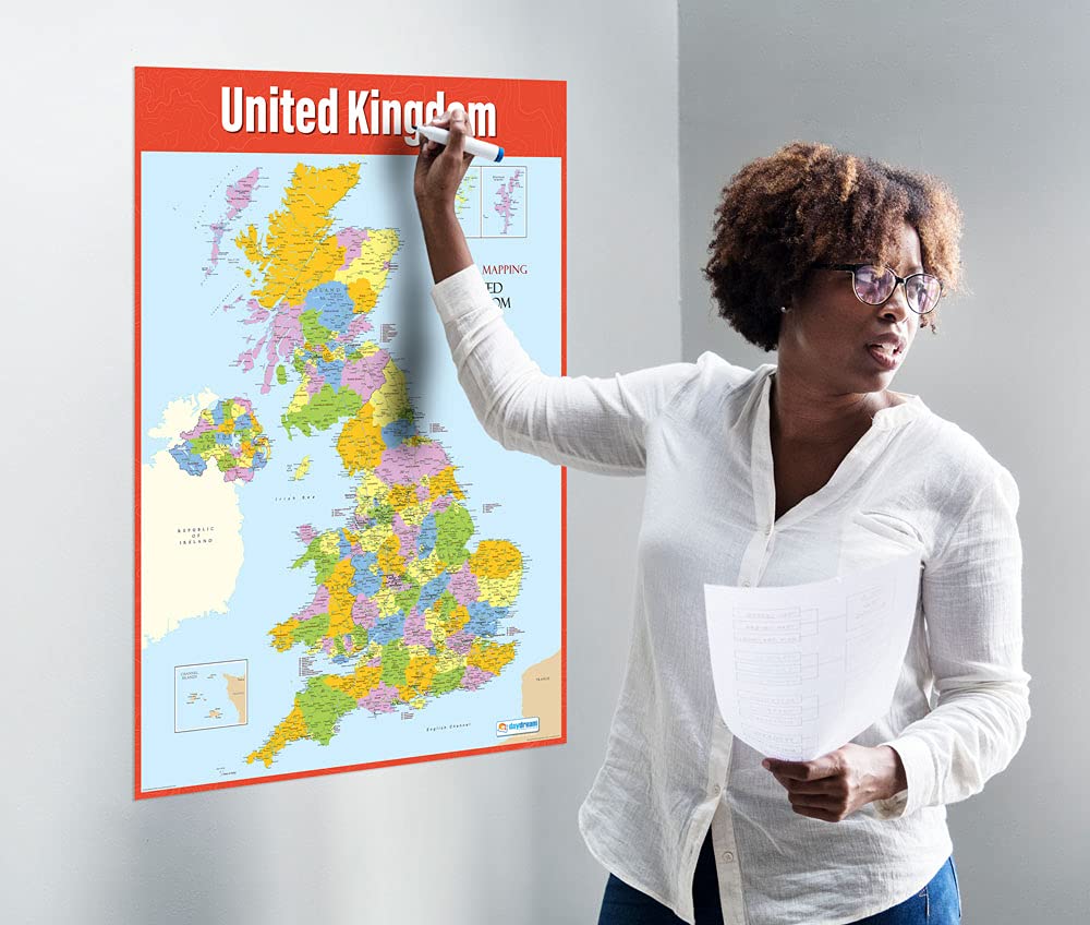 Daydream Education Political Map of the United Kingdom Poster | A1 Size (850mm x 594mm) | Gloss Paper 3