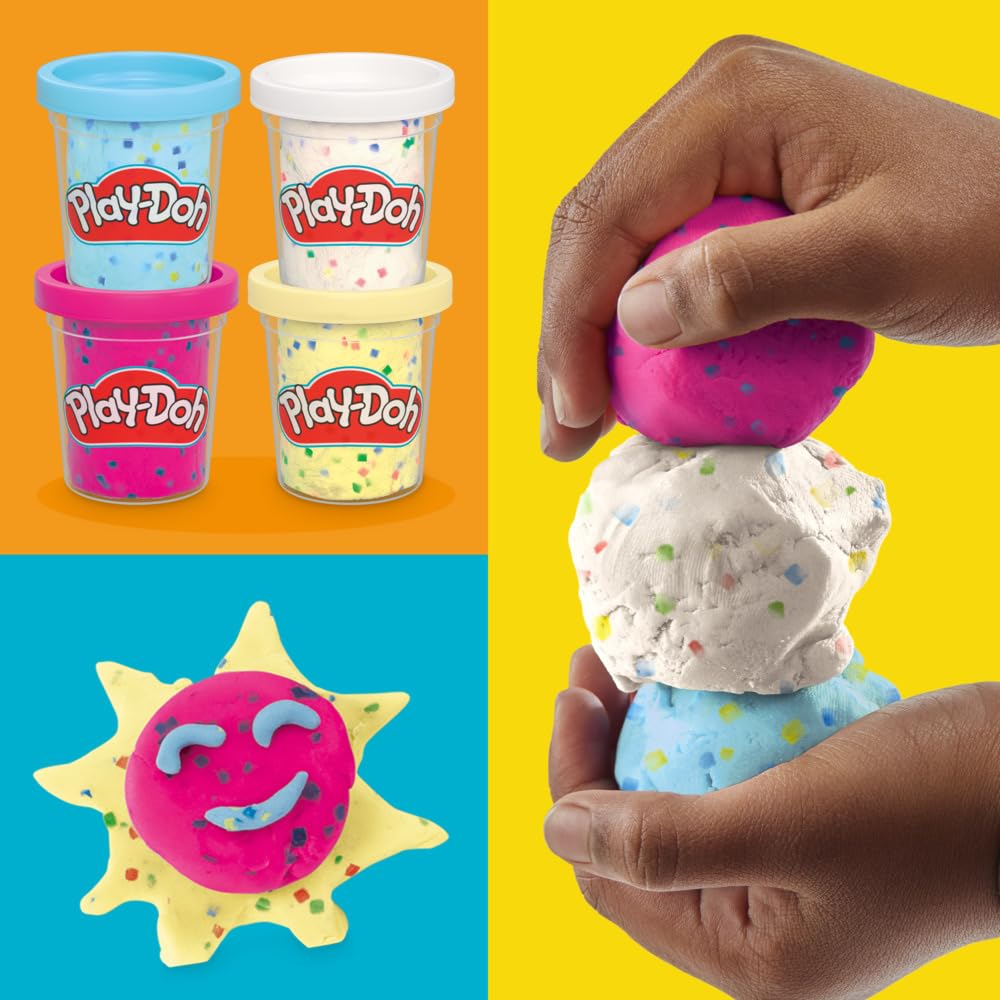 Play-Doh Confetti Compound 4 Pack - Creative Play for Ages 2+ | Non-Toxic Modeling Clay 4