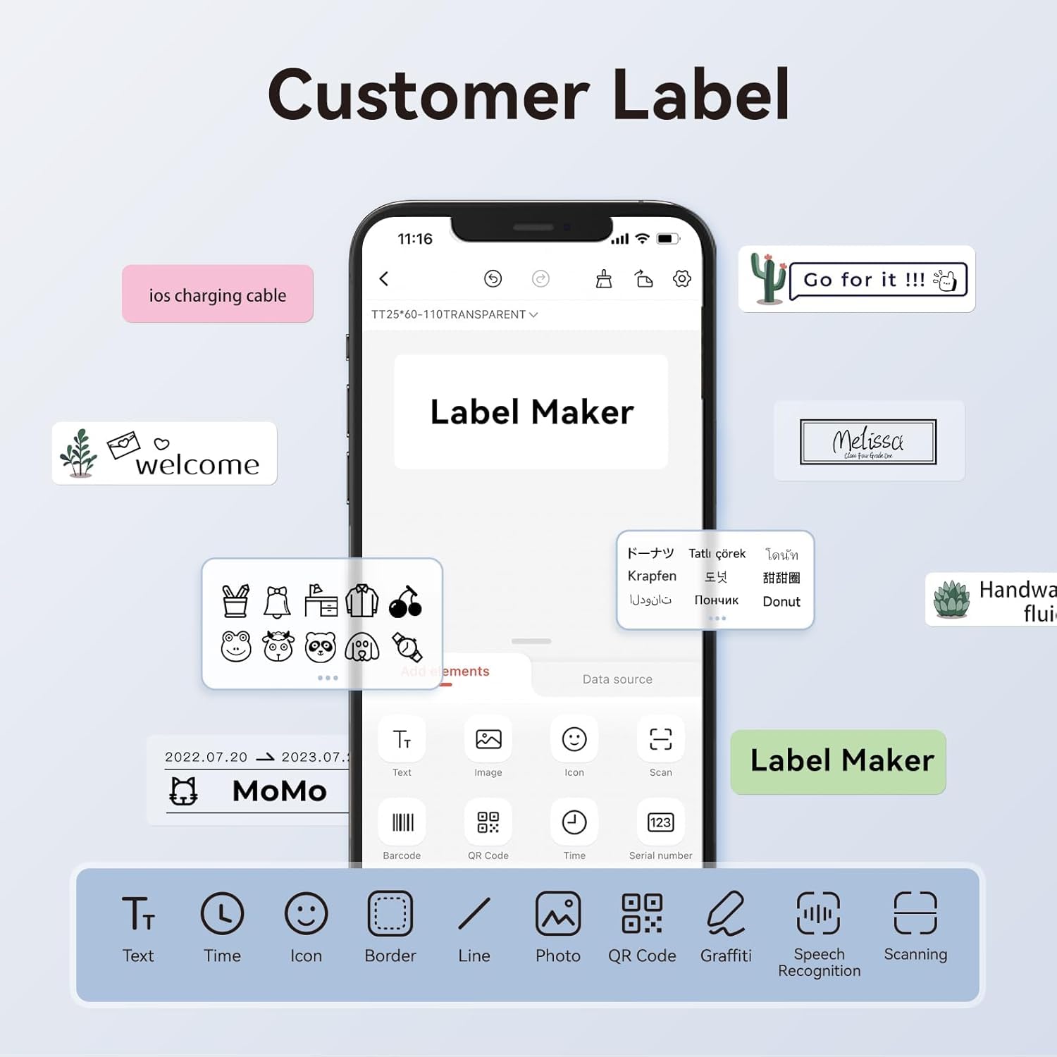 NIIMBOT Thermal Printer Labels - 15x30mm White Stickers | 210 Labels/Roll | Compatible with D11/D110/D101 8