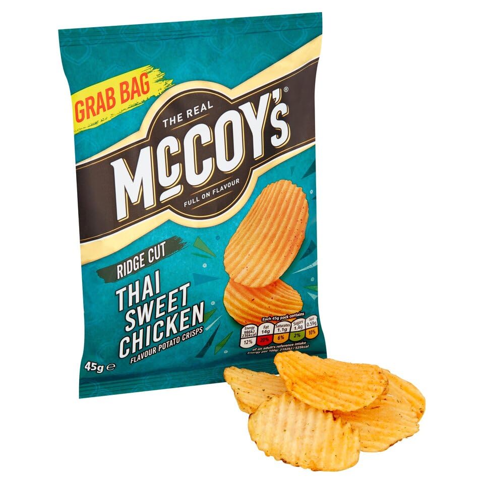 McCoy's Thai Sweet Chicken Grab Bag Crisps 45g (Multipack Box of 36)