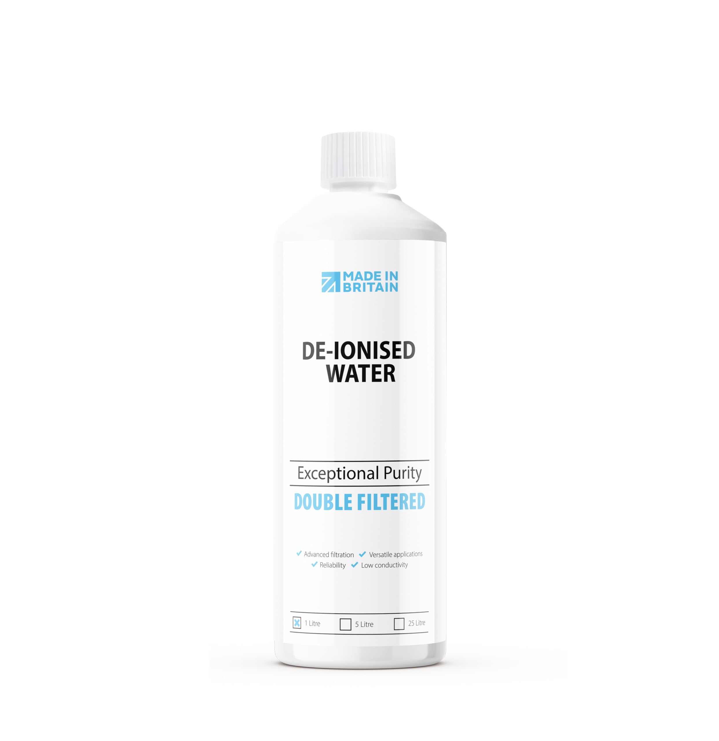 ChemLab De-Ionised Water - 1 Litre | Ultra-Purity for Irons, Batteries & Automotive Care