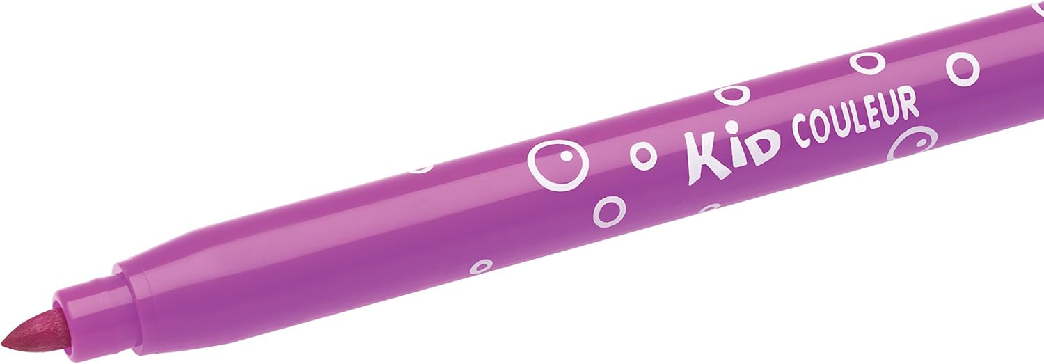 BIC Kids Kid Couleur Felt Tip Pens - Assorted Colors Medium Point Washable Markers for Kids, Pack of 12 18