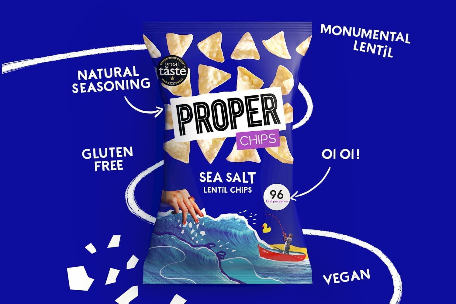 PROPER - Sea Salt Lentil Chips, Vegan & Gluten Free Snacks, 85g (8 Packs) 3