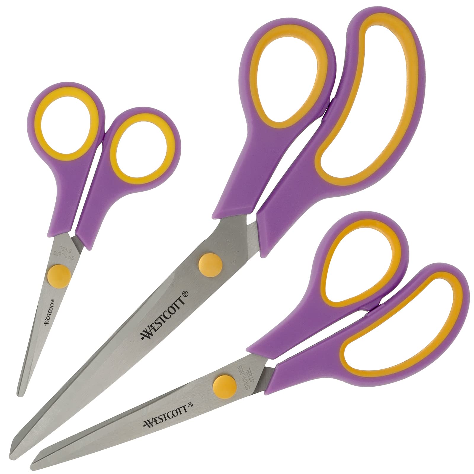 Westcott Easy Grip Scissors Set - 3 Universal Sizes (13.8, 20.1, 24.7 cm) | Titanium Technology 1