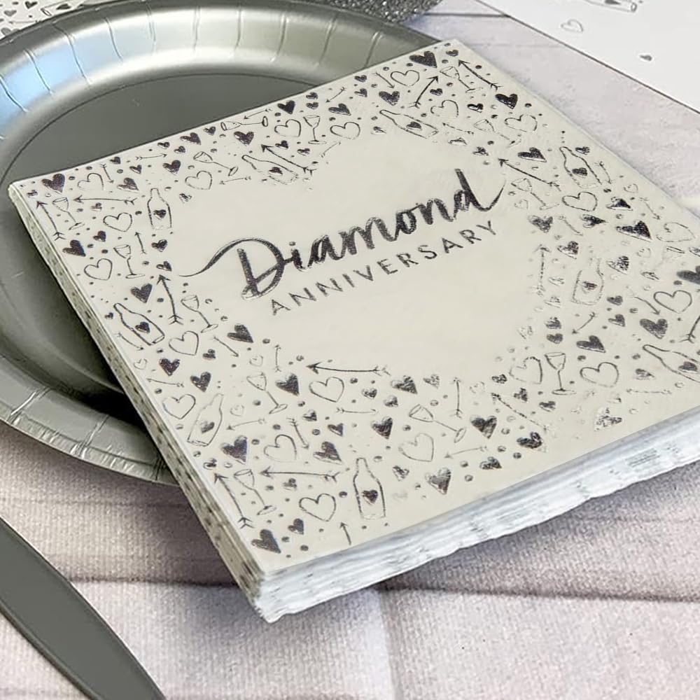 Creative Party Diamond Anniversary 3-Ply Foil Stamped Luncheon Napkin 6
