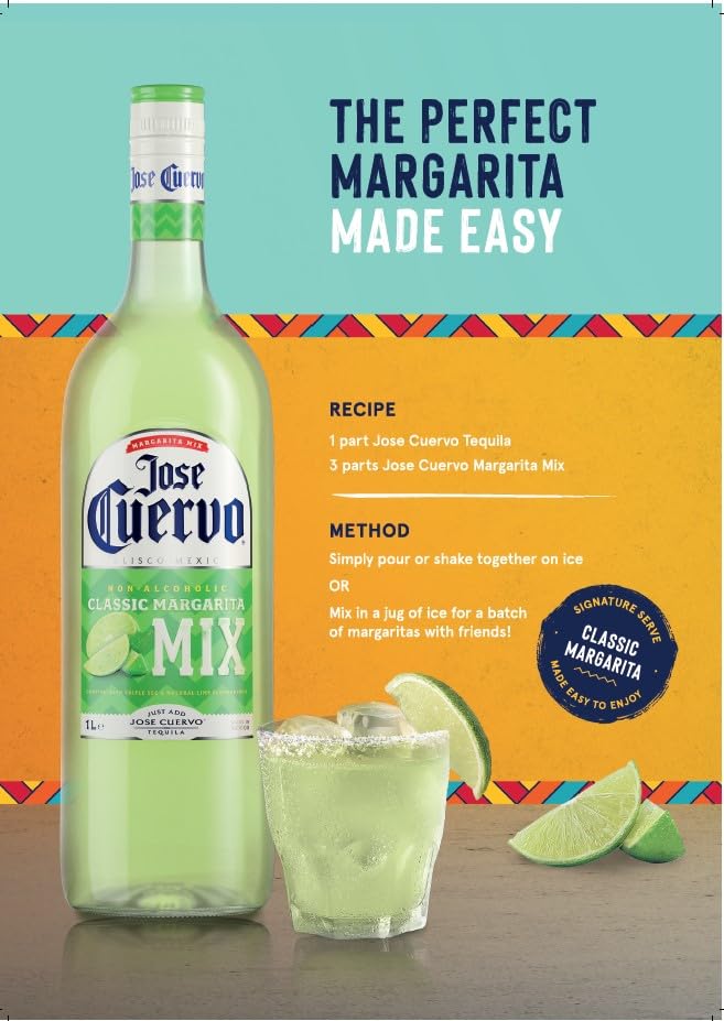Jose Cuervo Margarita Mix - Classic Lime & Triple Sec Flavor | 1L Non-Alcoholic Mix 4