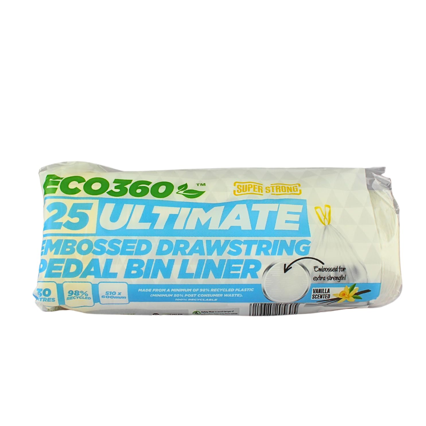 EcoBag Ultimate Tret-Müllbeutel mit geprägtem Vanilleduft und Kordelzug, 30 l, 25 Stück