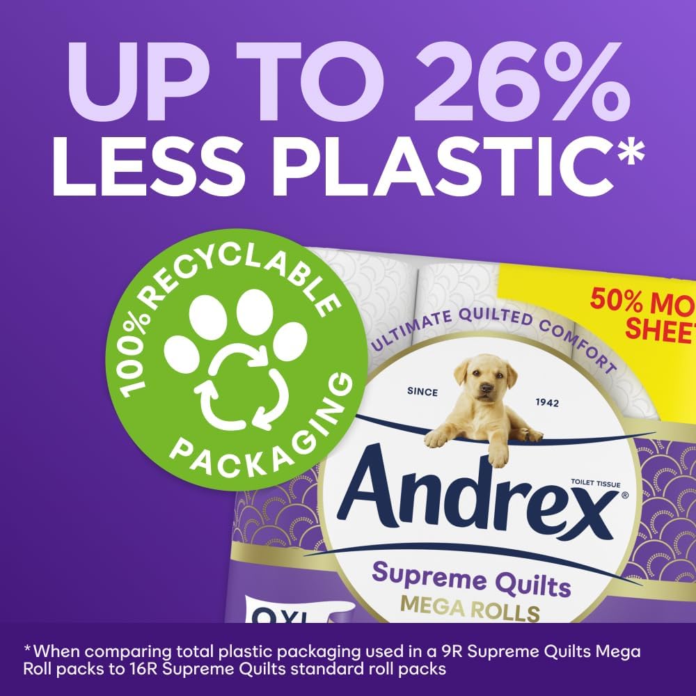 Andrex Supreme Quilts Mega-Toilettenpapier – 9 Rollen (entspricht 13,5 Standardrollen) 8