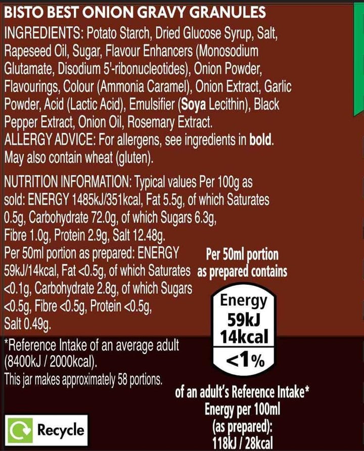 Bisto - Best Vegan Onion Gravy Granules, 230 g Jar