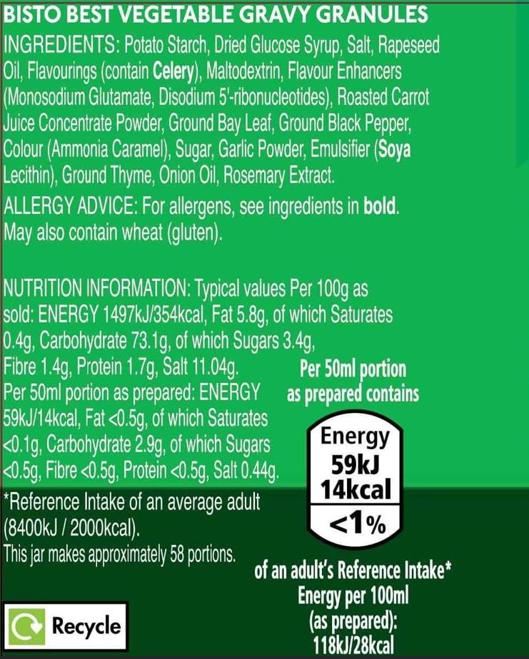 Bisto Best Vegetable Gravy Granules, Vegan Friendly, 230 g Jar (Pack of 1) 3