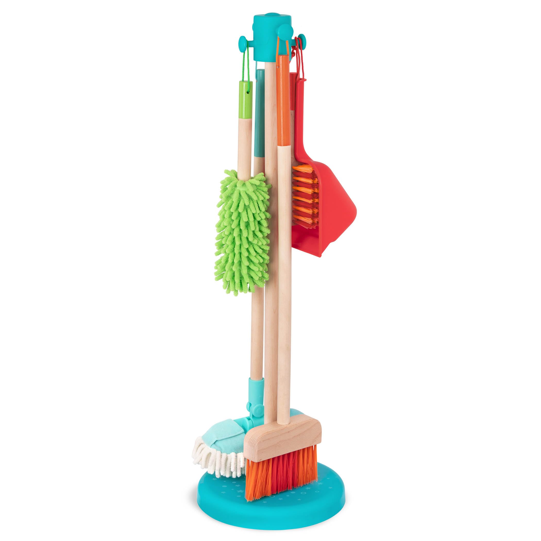 Battat Kids Cleaning Set with Broom, Mop, Duster, and Storage Stand for Toddlers