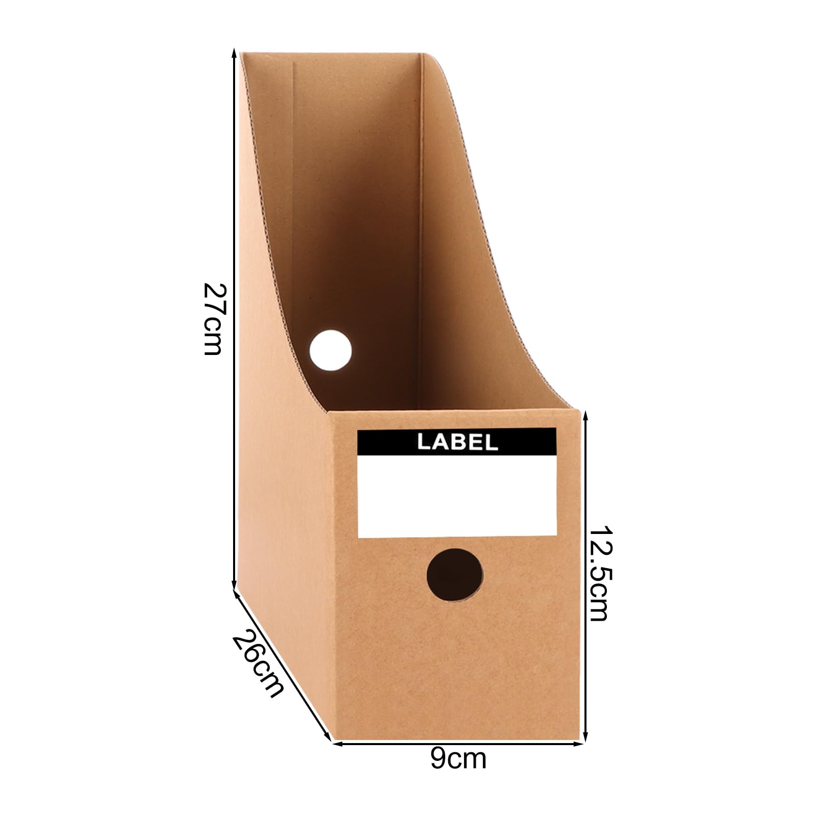 ASelected 10 Pcs Magazine File Holders - Premium Cardboard, Cowhide Color | 26x27x9cm