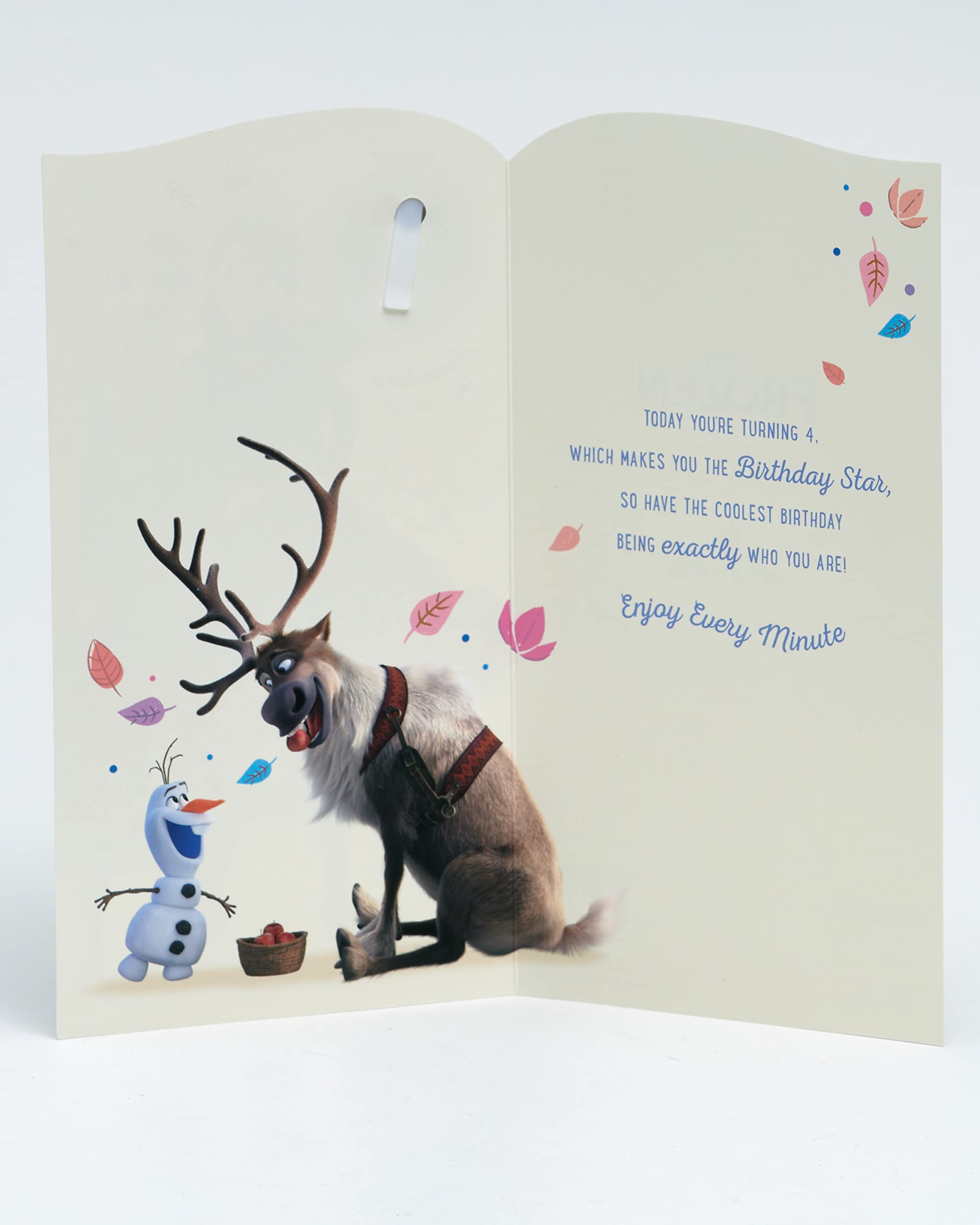 UK Greetings Disney Frozen 4th Birthday Card for Girls with Olaf Badge | 127 x 235 mm 2