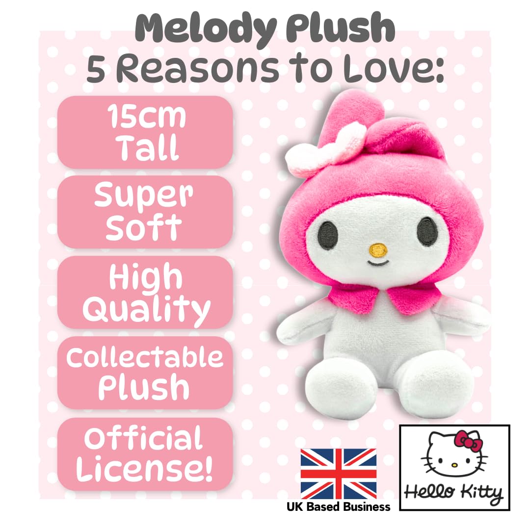 Sanrio My Melody Sitting Plush Toy 15cm | Pink Cuddly Doll | Polyester Fiber Collectible Gift 6