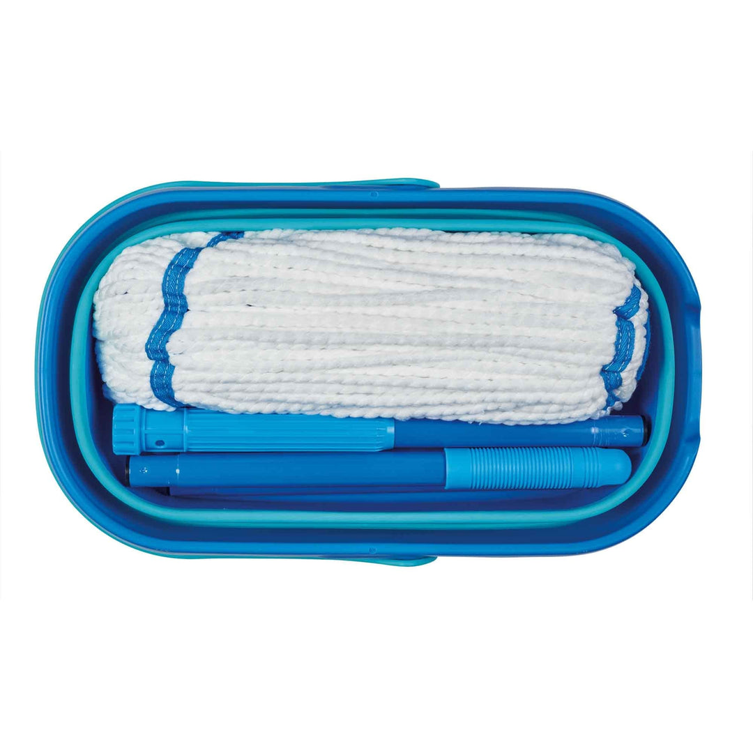 Spontex Ultra Compact Twist Mop and Bucket Set - Microfibre Mop with Built-In Wringing System